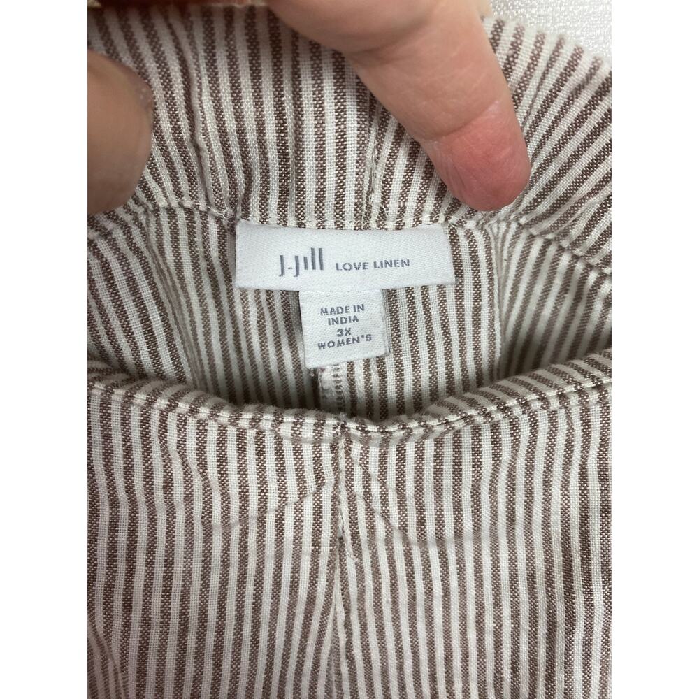 J.Jill Love Linen Cream Beige Stripe Linen Wide Leg Cropped Pants Sz.3X - Picture 5 of 11